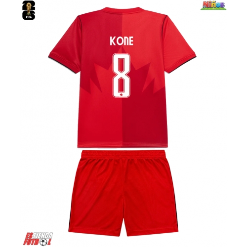 Canadá Ismael Kone #8 Primera Equipación Niños Mundial 2026 Manga Corta (+ Pantalones cortos)